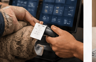 Cashier checkout action at a YaffaPOS register